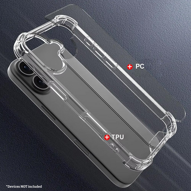 iPhone 16 Hybrid Acrylic + TPU Clear Shockproof Case Cover: Total Drop-Proof Protection Made From Non-Toxic Polymers